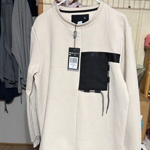 American Stitch Beige Sweater with Black Accent